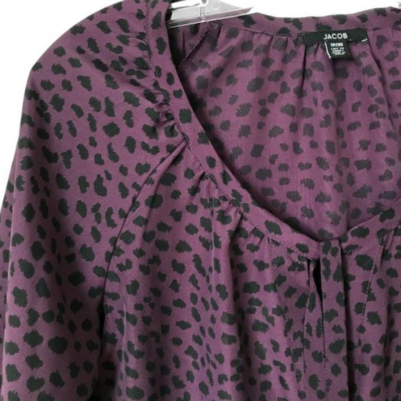 🛍 2 for $25! 🛍 JACOB - Magenta / Purple Animal Print Button Down Blouse - Picture 3 of 6